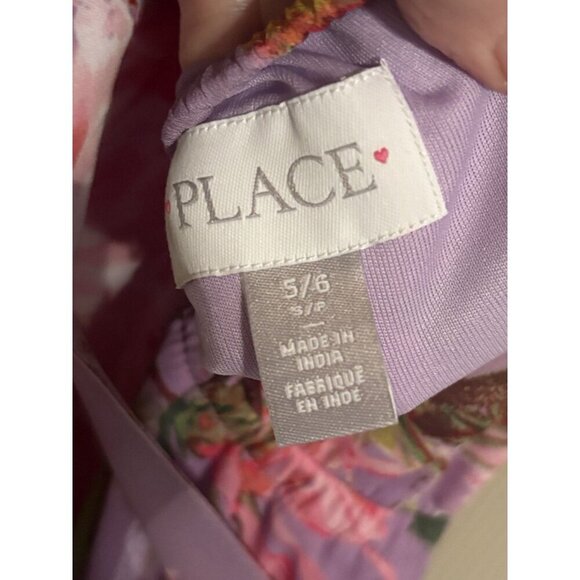 Girls Childrens Place Halter Dress Size 5 / 6 Halter Pink Purple Floral Ruffle - Picture 4 of 4